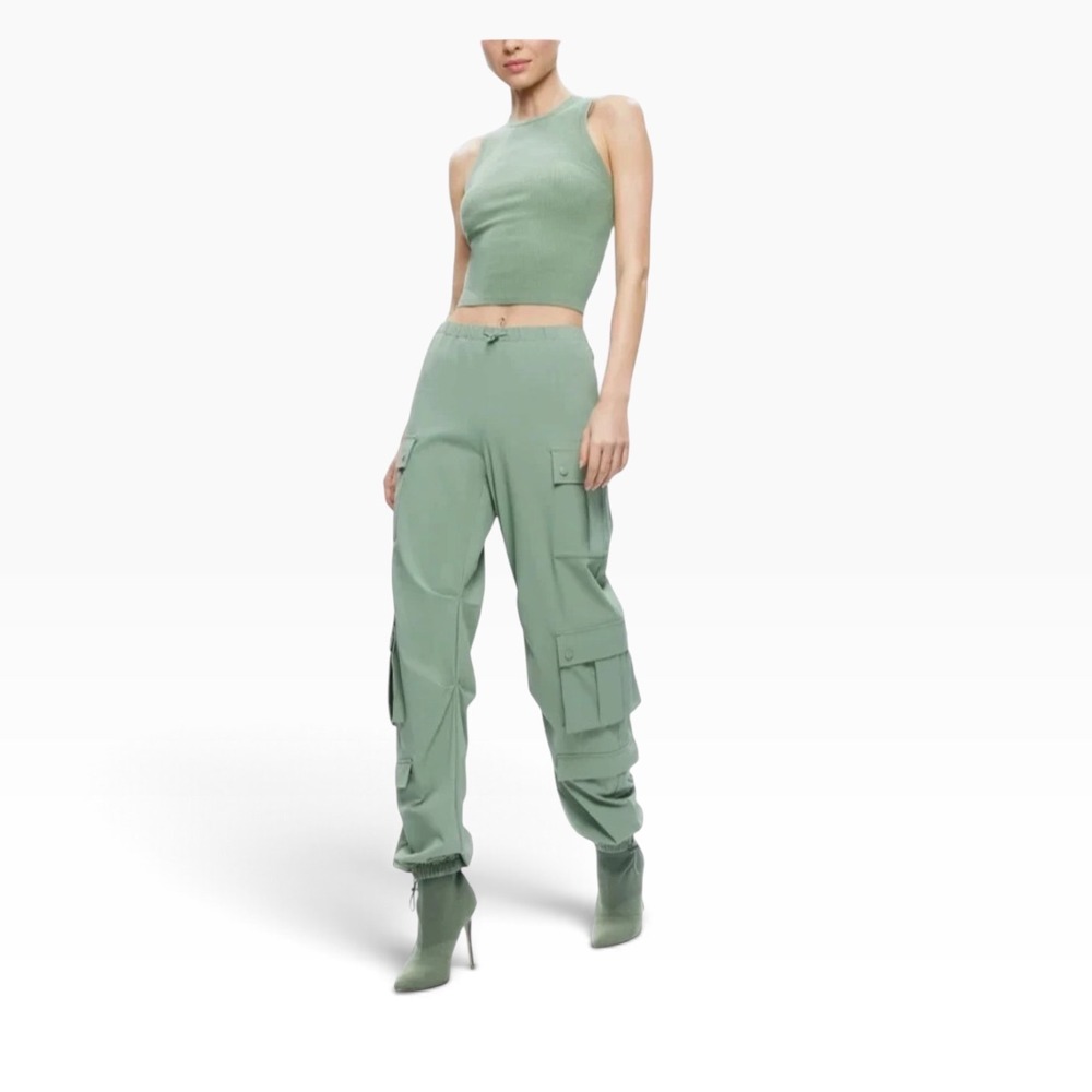 Alice + Olivia Sage Green Recycled Nylon Cargo Pants Size 4 CC404A16106